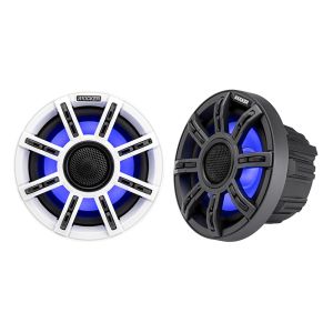 MSC Marine 6.5" (165 mm) Premium Coaxial Speaker System with White & Charcoal LED Grills